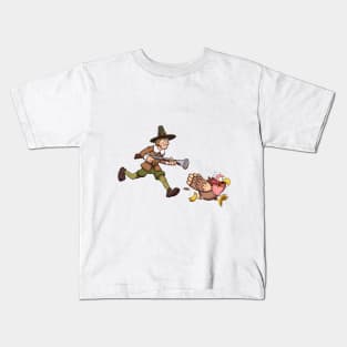 Pilgrim Hunting Turkey Kids T-Shirt